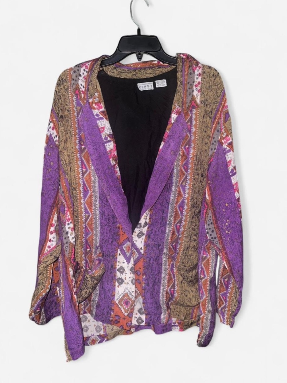 Vintage Purple Patterned Open Cardigan